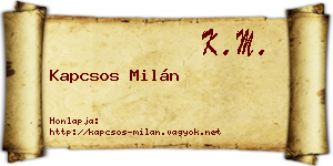 Kapcsos Milán névjegykártya
